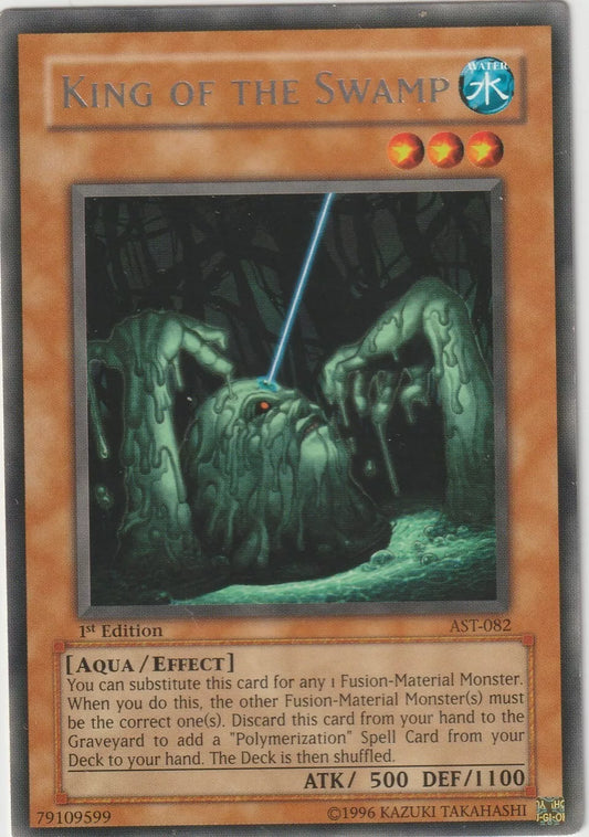 King of the Swamp card, featuring a swamp creature with glowing green eyes and multiple tentacles, set against a dark, murky background.