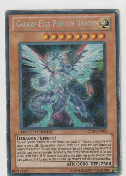  "Galaxy-Eyes Photon Dragon Limited Edition CT08-EN003 with holographic art of a dragon in full energy."