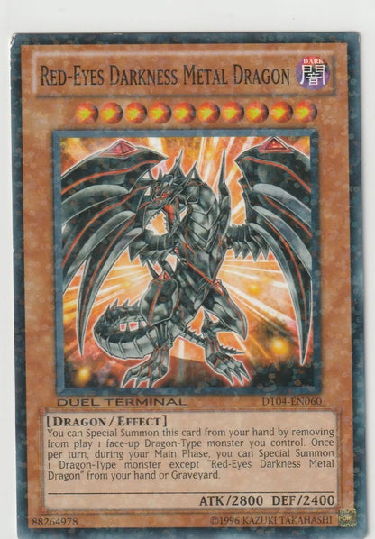 Red-Eyes Darkness Metal Dragon 1st Edition Parallel Rare from 2011 Duel Terminal, featuring an imposing dragon in radiant energy, in lightly played condition.